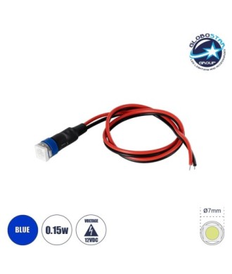 GloboStar® SMD-LED 81487 Υψηλής Ισχύος SMD LED 0.15W DC 12V - Φ0.7 x Υ2.3cm - Μπλε - Dimmable - 2 Χρόνια Εγγύηση